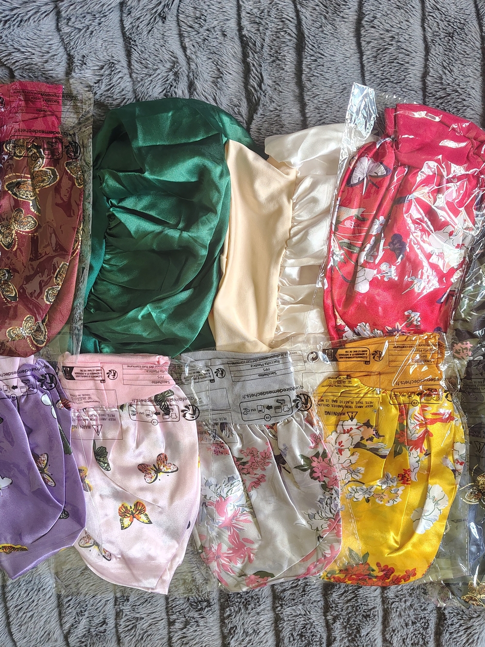 Mixed Satin Sleep Cap Collection - Assorted Floral & Solid Colors